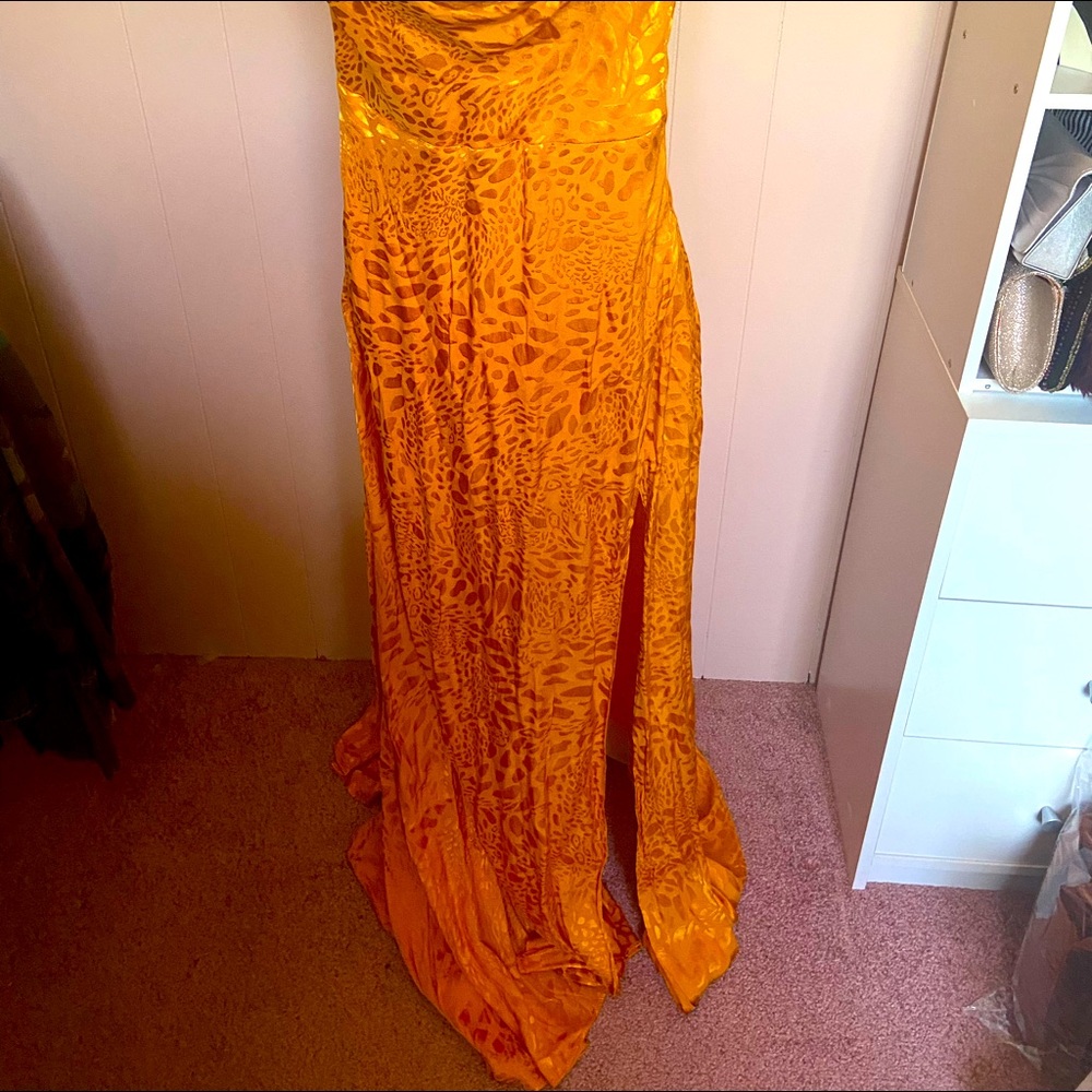 Gold cheetah print maxi dress